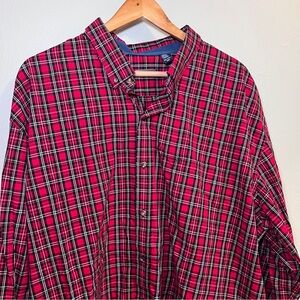 Izod Red and Black Plaid Casual Shirt